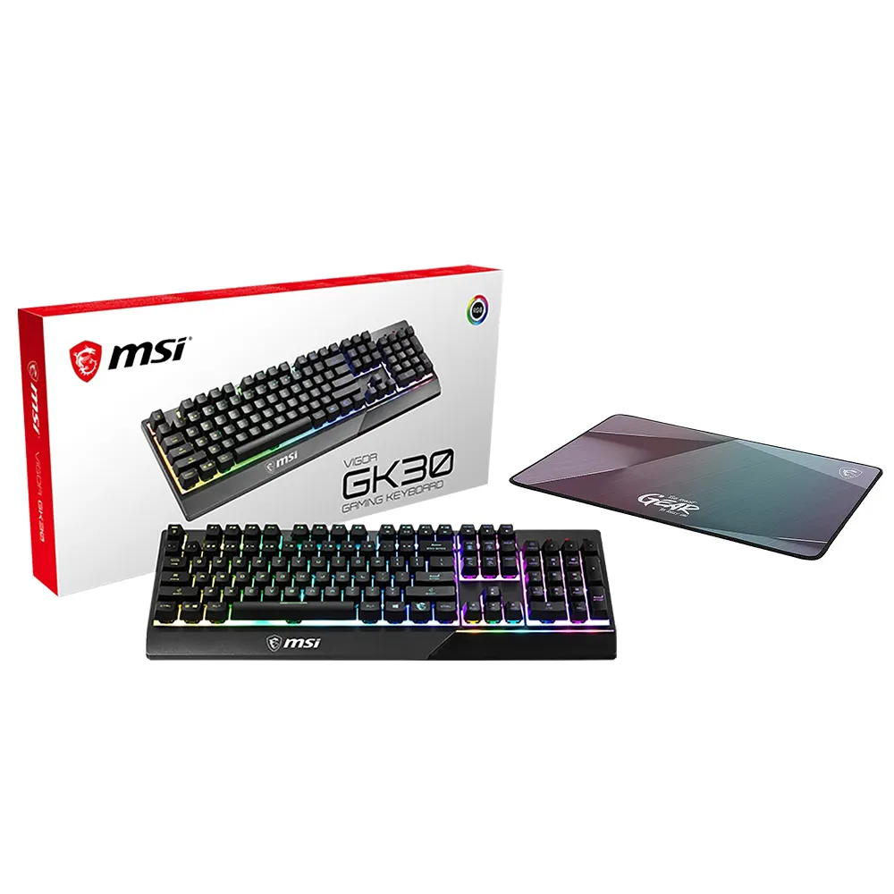 【MSI 微星】鍵盤鼠墊組★VIGOR GK30 電競鍵盤+AGILITY GD22 GLEAM EDITION 電競鼠墊
