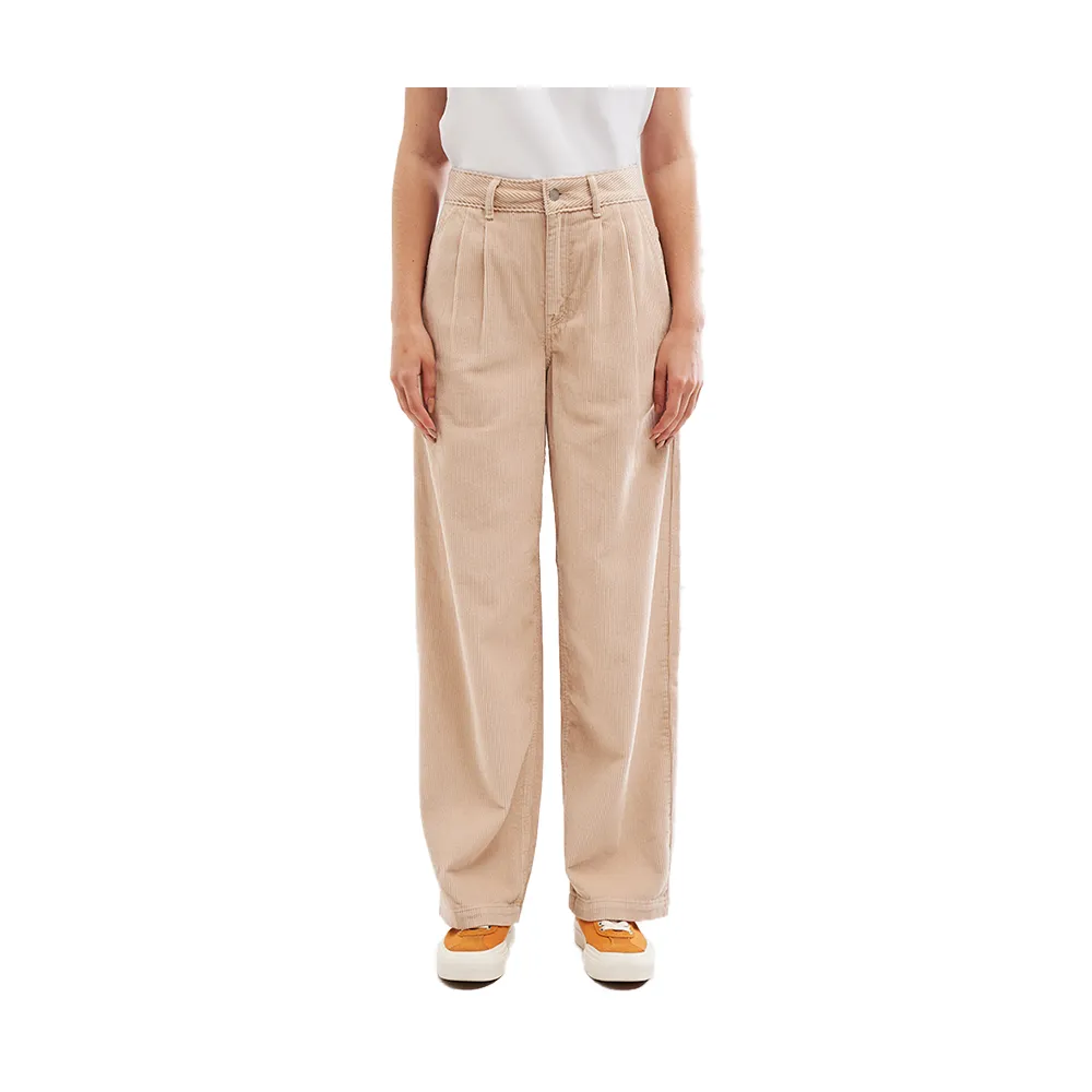 【Lee】女裝 休閒褲 / 燈心絨 高腰直筒 寬褲 奶油棕(LL22029897W)