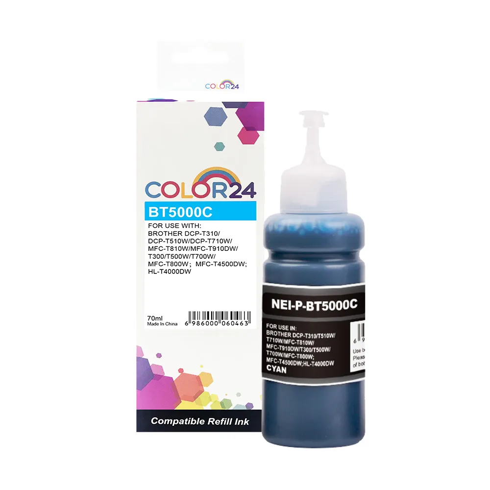 【COLOR24】for BROTHER 藍色 增量版 BT5000C/70ml 相容連供墨水(適用DCP-T420W/T300/T510W/T500W)