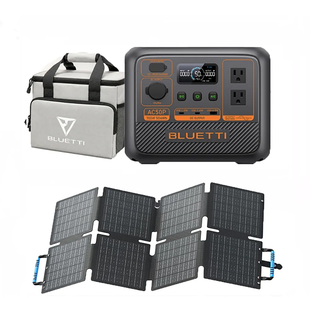 【BLUETTI】AC50P 700W 戶外移動電源+60W太陽能板套組(移動電源 戶外電池 露營 車宿 行動電源 UPS)