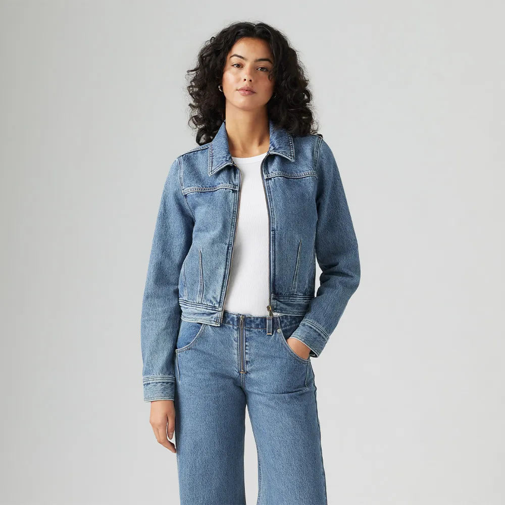 【LEVIS】女款 合身拉鍊牛仔夾克 / 外套 熱賣單品 001W8-0000