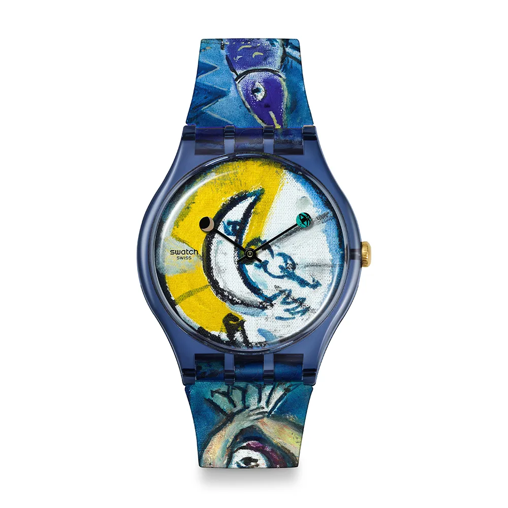 【SWATCH】CHAGALL`S BLUE CIRCUS 夏卡爾《藍色馬戲團》/泰德美術館聯名 SUOZ365 (41mm)