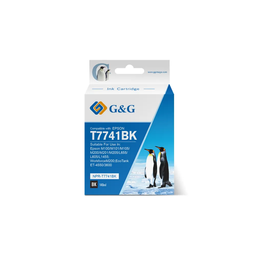 【G&G】for EPSON 2黑組 T774100/140ml 防水相容連供墨水(適用 M105 / M200 / L605)