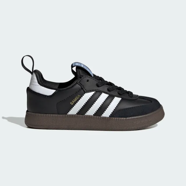 【adidas 愛迪達】運動鞋 童鞋 中童 兒童 套穿式 三葉草 SAMBA QUICKON K 黑 KK2178(C5596)