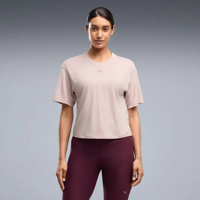 【PUMA】短袖上衣 女 寬鬆 短版 歐規 Cloudspun 粉 52745749