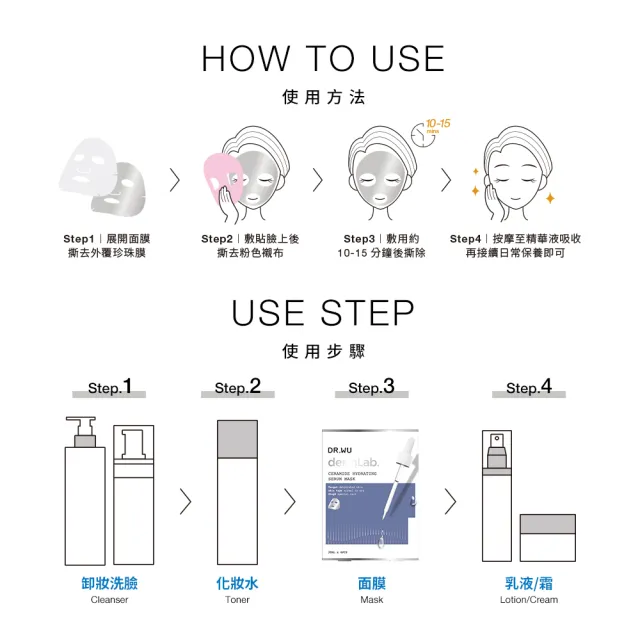 【DR.WU 達爾膚】神經醯胺保濕精華面膜4片(5入組 共20片)
