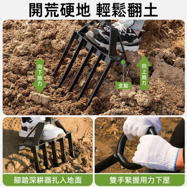 【銘利萊】深翻器 鋼叉耙 耙子 鋤頭 鬆土耙子 翻地耙子 挖土工具 園藝農具 整地器具 鬆土叉