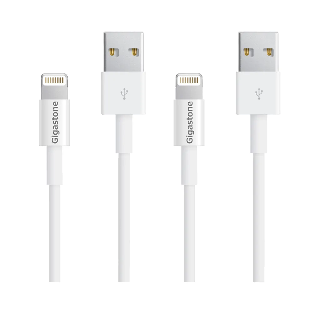 【Gigastone 立達國際】2入組 USB-A to Lightning 1M傳輸充電線(MFi認證支援iPhone 14/13/12/11/iPad充電)