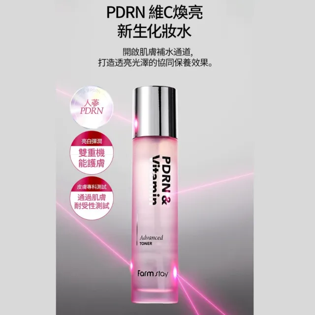 【Farmstay 植物莊園】韓國PDRN維C煥亮新生化妝水120ml x2入