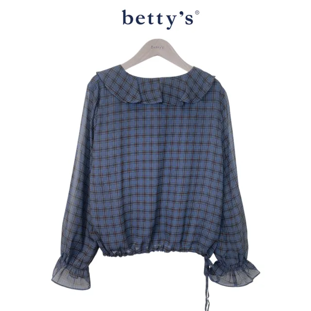 【betty’s 貝蒂思】飄逸荷葉領格紋雪紡上衣(共二色)