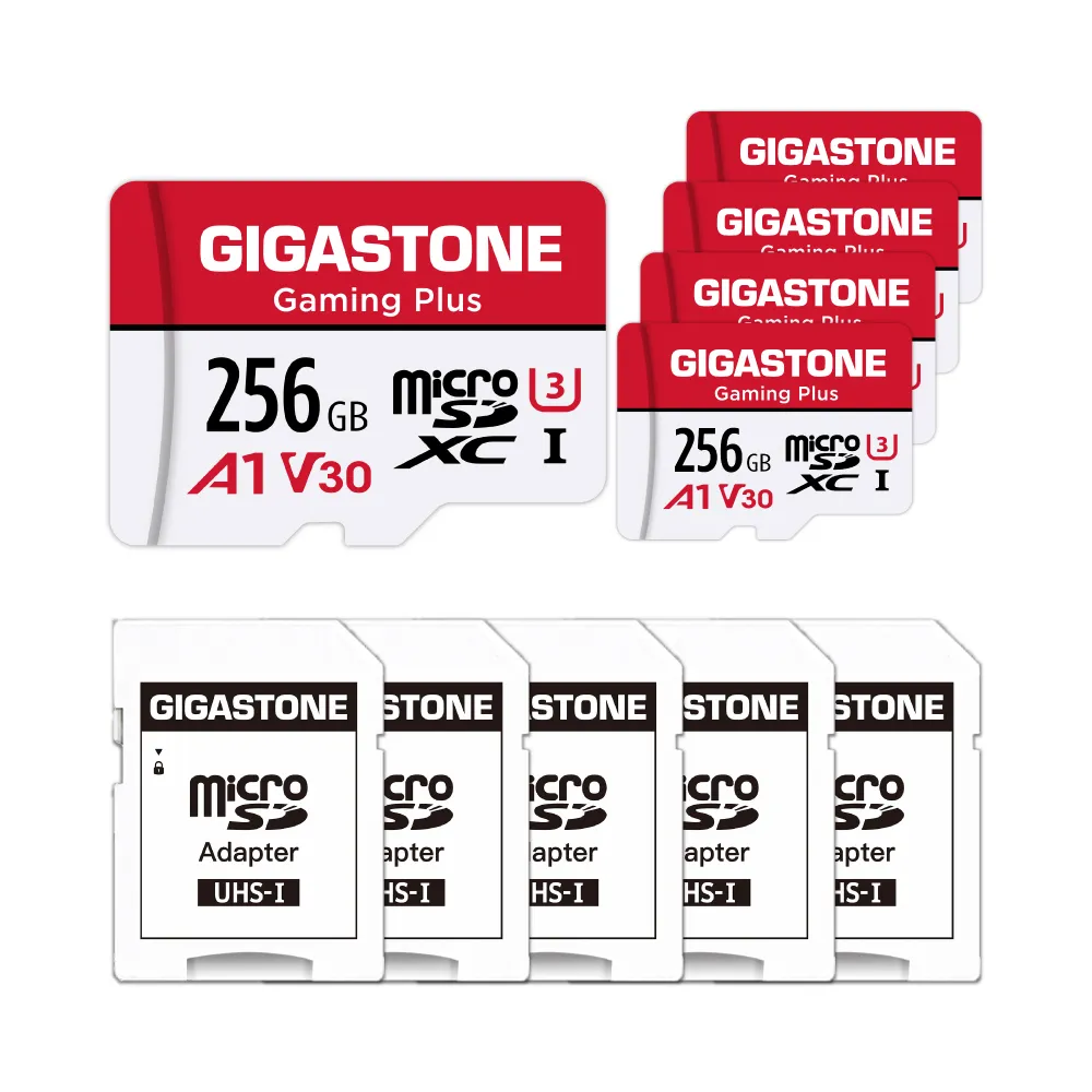 【Gigastone 立達國際】A1 V30 256GB 遊戲 影像 記憶卡 Gaming Plus 5入組(台灣製/Switch/GoPro/microSD)