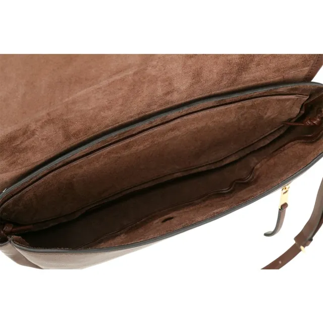 【CELINE】賽琳 Soft Triomphe Halfmoon 小款 凱旋門標誌小羊皮手提 肩背半月包(深棕色 腋下包)