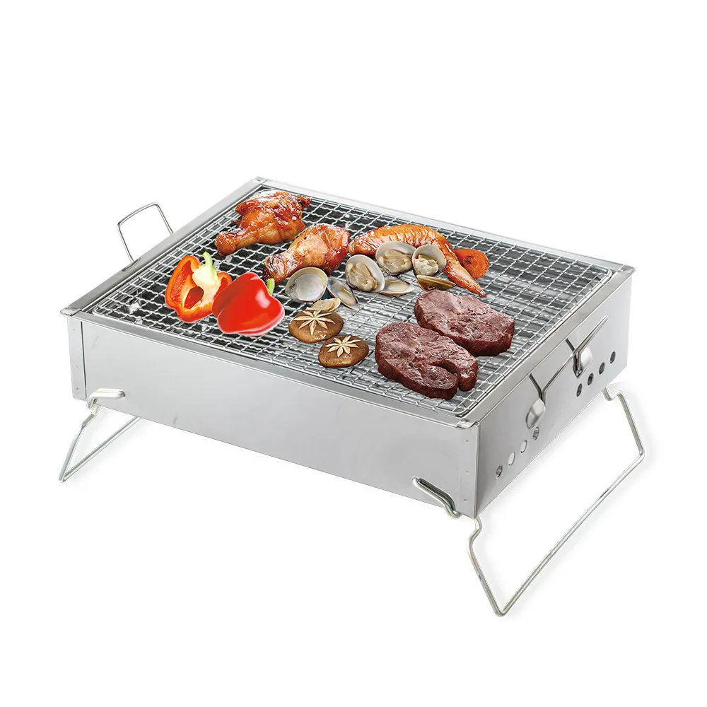 【妙管家】不鏽鋼輕便型烤肉爐/烤肉架 BBQ5314(附提把 中秋 燒烤)