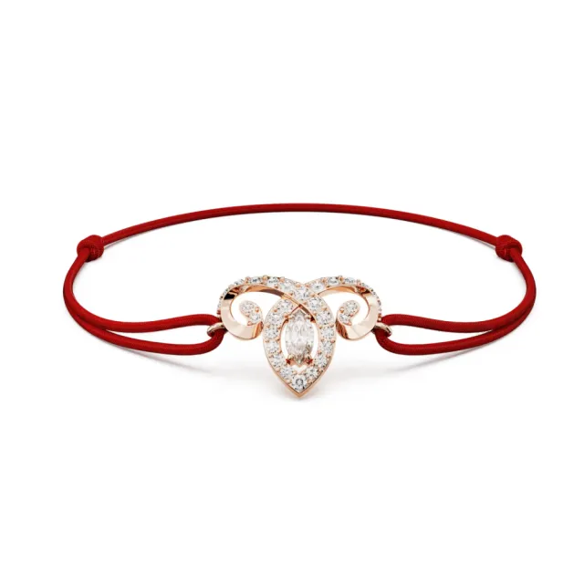 【SWAROVSKI 施華洛世奇】官方直營 十二生肖- 羊年紅線手鏈 混合式切割 紅色 鍍玫瑰金色 | 5753324