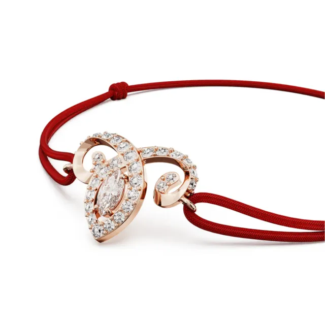 【SWAROVSKI 施華洛世奇】官方直營 十二生肖- 羊年紅線手鏈 混合式切割 紅色 鍍玫瑰金色 | 5753324