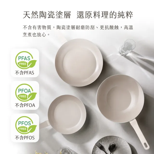 【Fackelmann】暖廚時光系列陶瓷不沾24CM平底鍋(適用電磁爐)