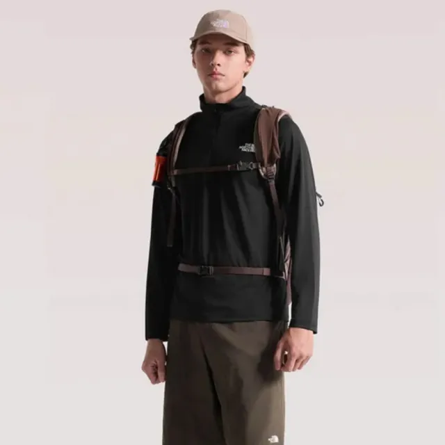 【The North Face】北臉 長袖上衣 男 吸濕排汗 速乾 M 24/7 1/4 ZIP TEE 黑 NF0A8KGMJK3