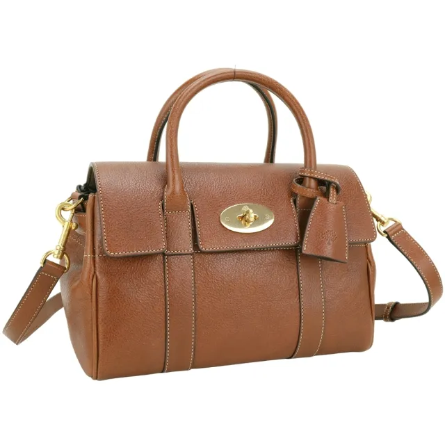 【MULBERRY】Bayswater 小款 經典鎖釦 鞣製牛皮手提 斜背包 學院包(橡木棕 通勤包 英國精品)