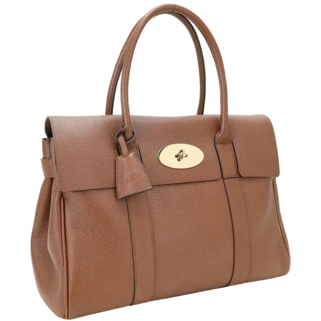 【MULBERRY】Bayswater 經典鎖釦粒面牛皮手提 肩背包(橡木棕 通勤包 鬆弛感大包 英國精品)