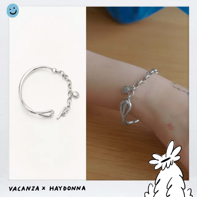 【vacanza】― Haydonna 系列｜抽象捲線 316L半鐲半鍊 純鋼手鍊 (抗過敏 情人節禮物 生日禮物)