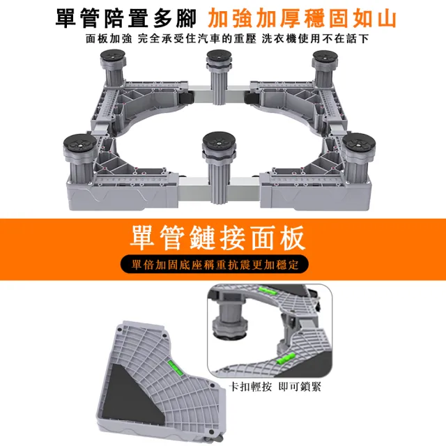 【銘利萊】洗衣機底座 不鏽鋼層架 托架 腳架 墊高支架 置物架(單杠固定款 洗衣機增高架 支撐架 通用款)