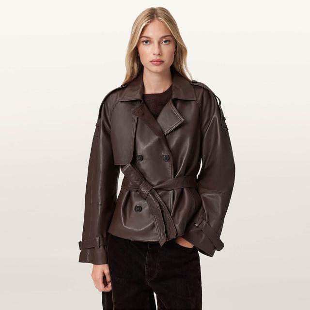 【ALLSAINTS】REED 羊皮短版風衣皮衣 W035LD(舒適版型)