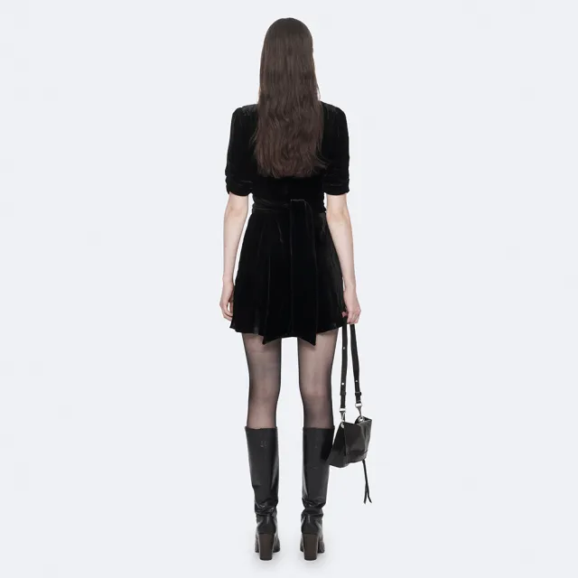 【ALLSAINTS】ENA 絲混紡V領綁帶短洋裝 W255DF(合身版型)
