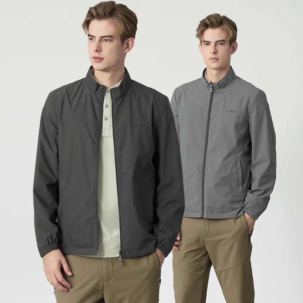 【pierre cardin 皮爾卡登】休閒服飾 男款 雙面穿立領休閒夾克外套-灰色(5255661-95)