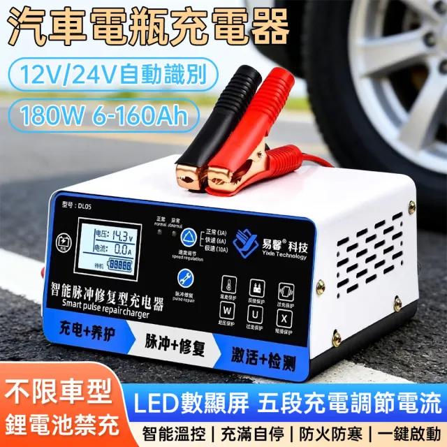 【ZHIPU 芝浦】電瓶充電機 智能修復電瓶充電器 汽車電瓶充電器 應急電源 智能溫控 充滿自停 多車型L