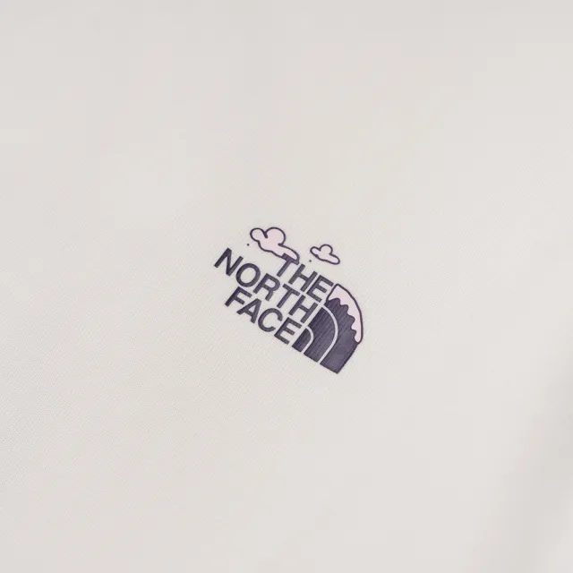 【The North Face】北面女款米白色背面印花長袖大學T｜8JM4QLI