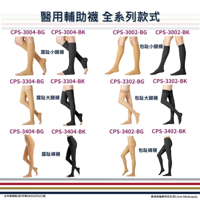 【Eunicemed】醫用輔助襪(CPS-3302-BG 壓力襪 包趾襪 大腿襪 膚色 )
