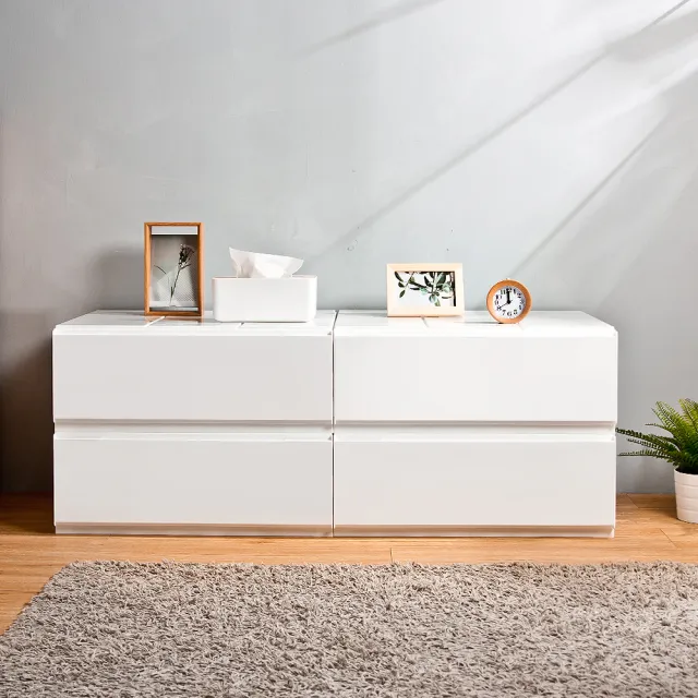 【Mr.Box】純白無印風一層抽屜式收納箱-2入(5號-台灣製造)