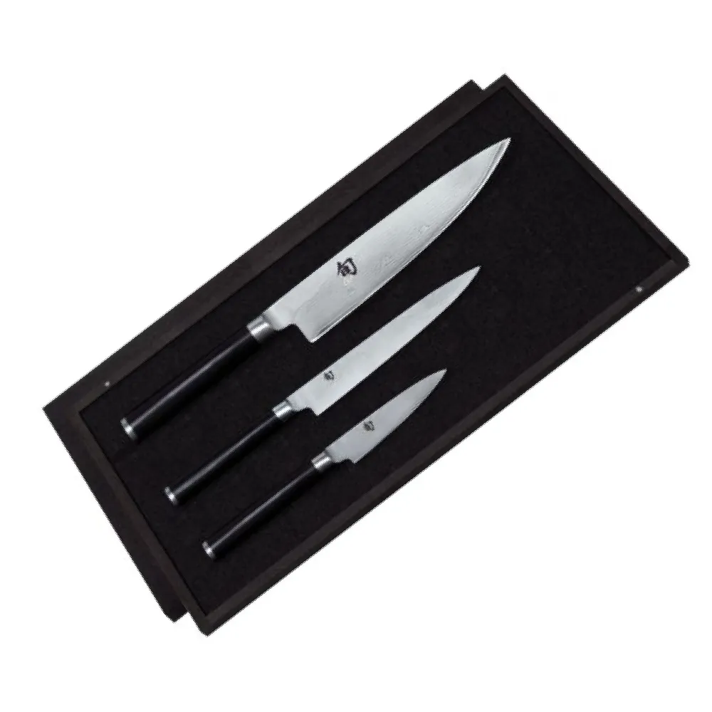 【KAI 貝印】旬 Classic 日本製大馬士革鋼高級主廚刀3件組 DMS300 贈購物袋(菜刀 高品質  料理刀)