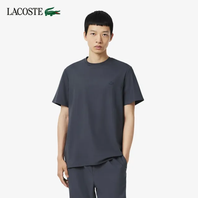 【LACOSTE】男款-都會機能通勤防曬短袖T恤(深灰色)