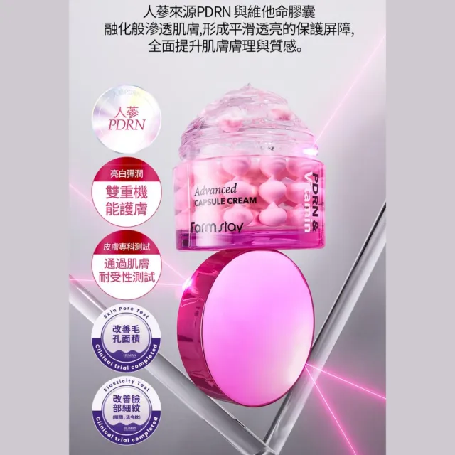 【Farmstay 植物莊園】韓國維C煥亮新生膠囊精華55ml+乳霜55ml