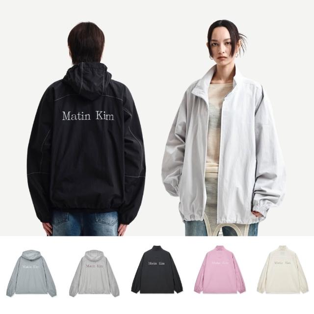 【MATIN KIM】官方旗艦 中性款高領經典LOGO風衣外套(多款任選)