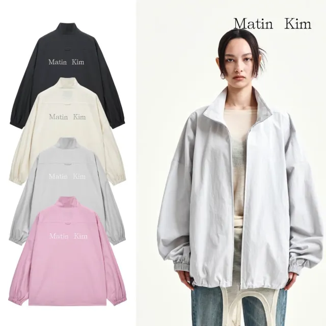 【MATIN KIM】官方旗艦 中性款高領經典LOGO風衣外套(多款任選)
