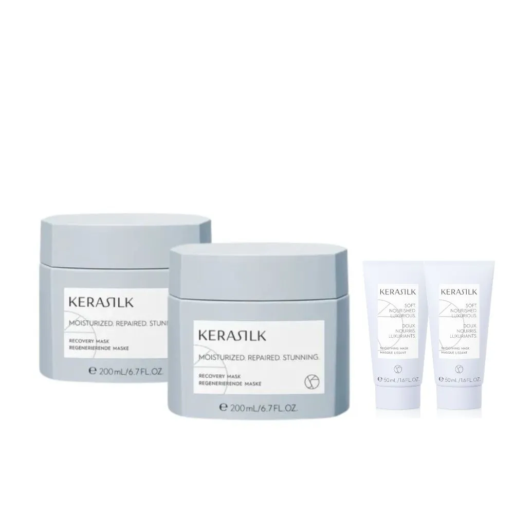 【KERASILK】高級柔順祕技組☆水誘晶漾髮膜200ml+質順柔緻髮膜200ml(粗硬乾燥髮適用/修護補水/柔順抗毛躁)