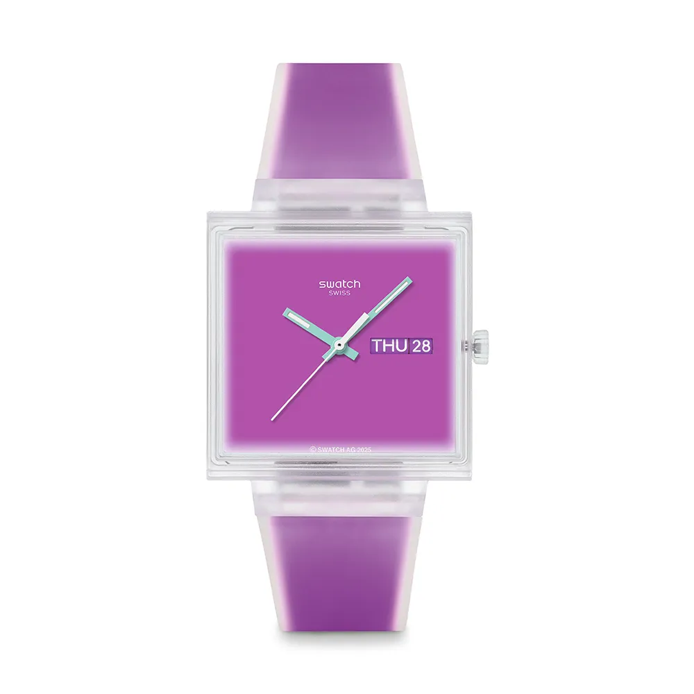 【SWATCH】WHAT IF...SEE THRU MAGENTA? 經典手錶/男錶/女錶/瑞士製造 SO38K705 (42mm)