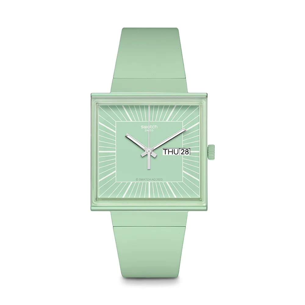 【SWATCH】WHAT IF...MINT? 經典手錶/方形錶/女錶/瑞士製造 SO34G701(34mm)