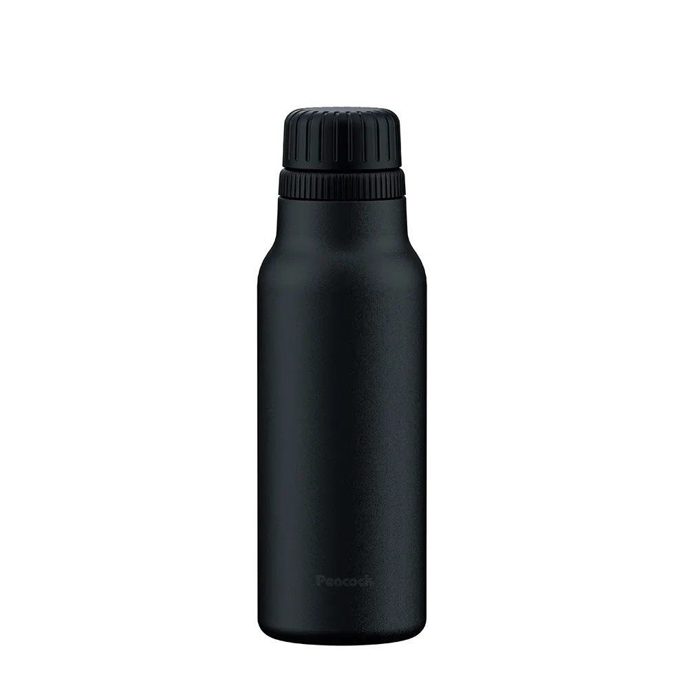 【Peacock 日本孔雀】氣泡水 汽水 碳酸飲料 專用 316不鏽鋼保溫杯600ML-磨砂黑(抗菌加工)(保溫瓶)