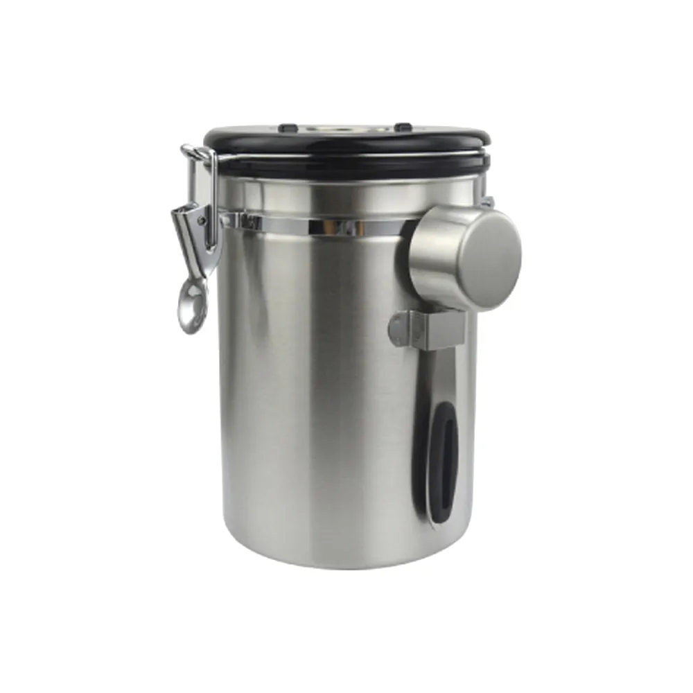 【YOLE 悠樂居】304不鏽鋼咖啡豆密封罐1800ml-1入(保鮮罐 零食罐 乾糧罐 五穀雜糧罐 咖啡豆保存罐 附量勺)