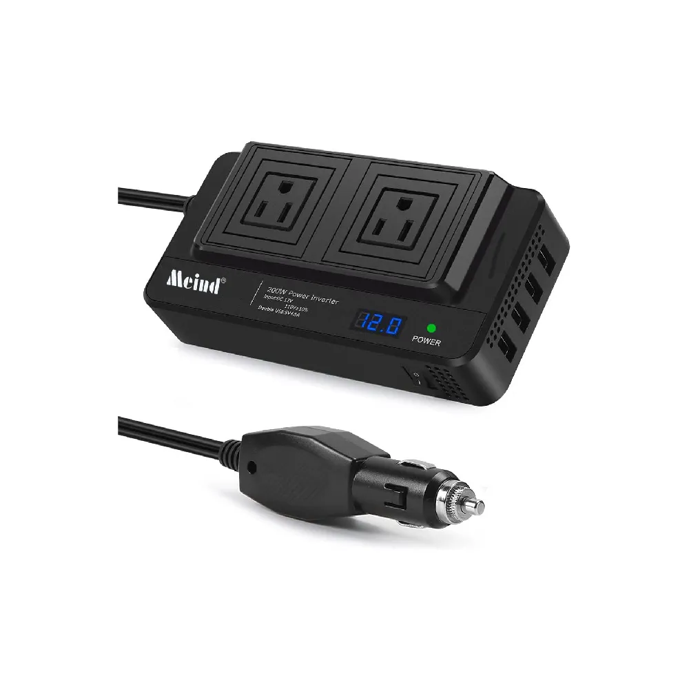 【好康家居】車載變頻器(200W修正弦波 四孔USB+雙美規AC插頭)