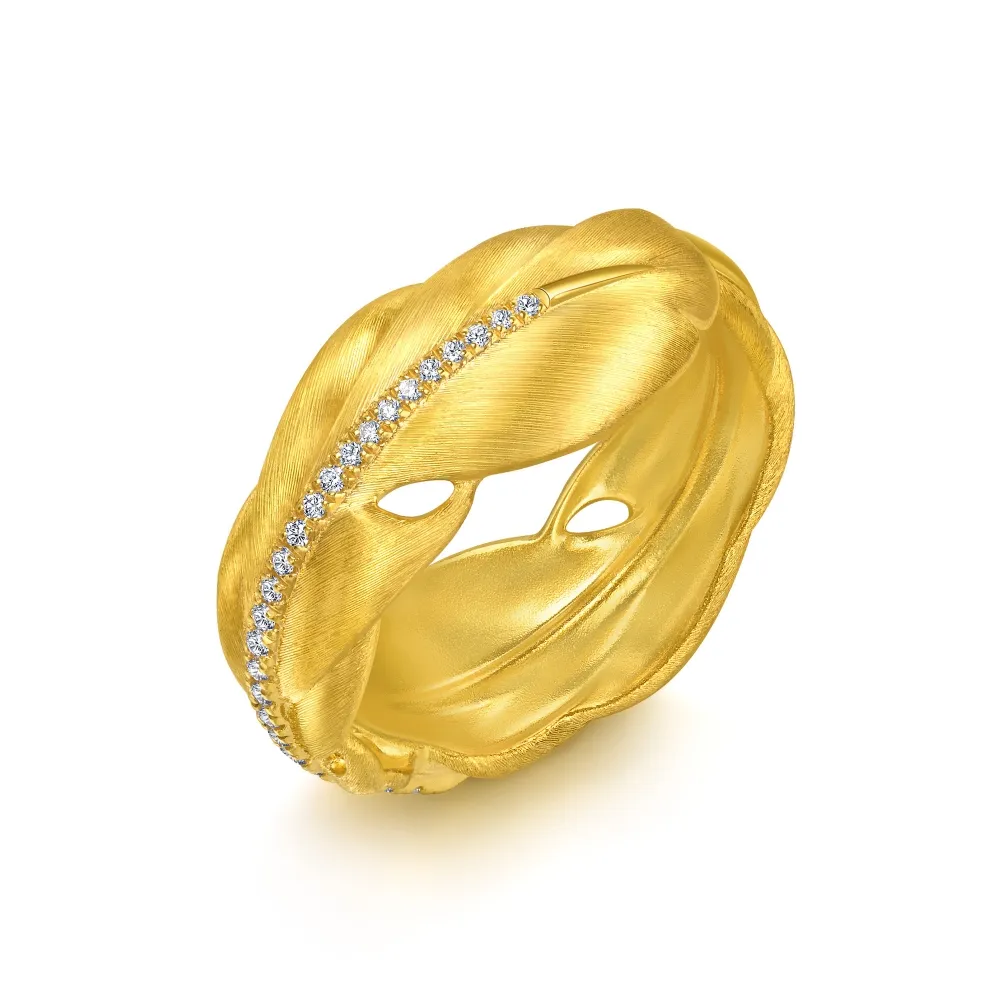 【點睛品】羽之傾心 鑽石黃金戒指