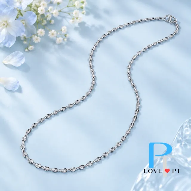 【love pt】PT950鉑金項鍊/白金項鍊 花瓣切面 45cm／48cm 兩段式調整女款百搭項鍊 (鼎元珠寶 鉑金 A320)