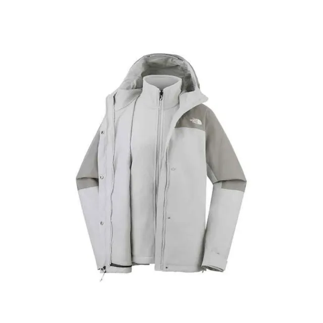 【The North Face】TNF 休閒 防水抓絨三合一外套 W SANGRO FLEECE TRICLIMATE - AP 女 白灰 (NF0A8CK3P48)
