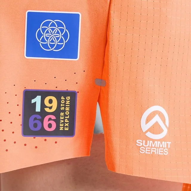 【The North Face】TNF 休閒 運動 短褲 W SUMMIT PACESETTER SHORT GRAPHIC 女 橘 (NF0A8HW90TO)