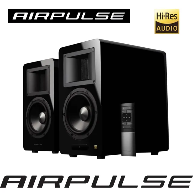 【AIRPULSE】A200T 主動式藍牙喇叭 黑色（音響大師Phil Jones設計｜Hi-Res音質認證｜PHONO唱放 黑膠專用）
