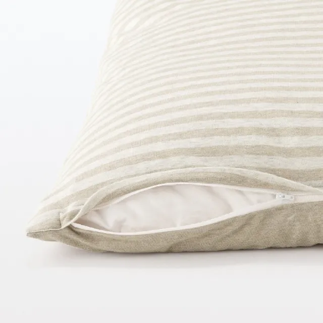 【MUJI 無印良品】棉天竺被套/S (混米橫紋/混棕橫紋/混深藍橫紋/混灰橫紋) 成品尺寸:W145×L205 cm 附拉鍊