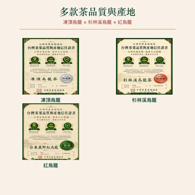 【台灣茶葉產銷協會】凍頂4兩＋杉林溪2兩＋紅烏龍4兩 三茶6入組｜罐裝(2+2+2)